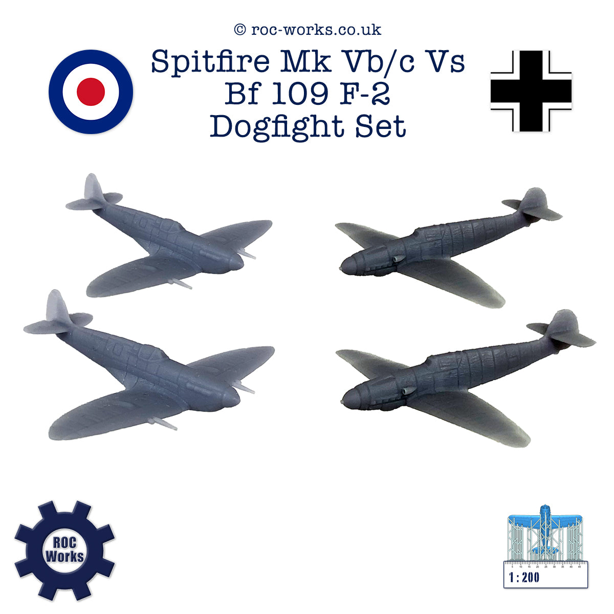 Spitfire Mk Vb/c Vs Messerschmitt Bf 109 F-2 Dogfight Set – RocWorks