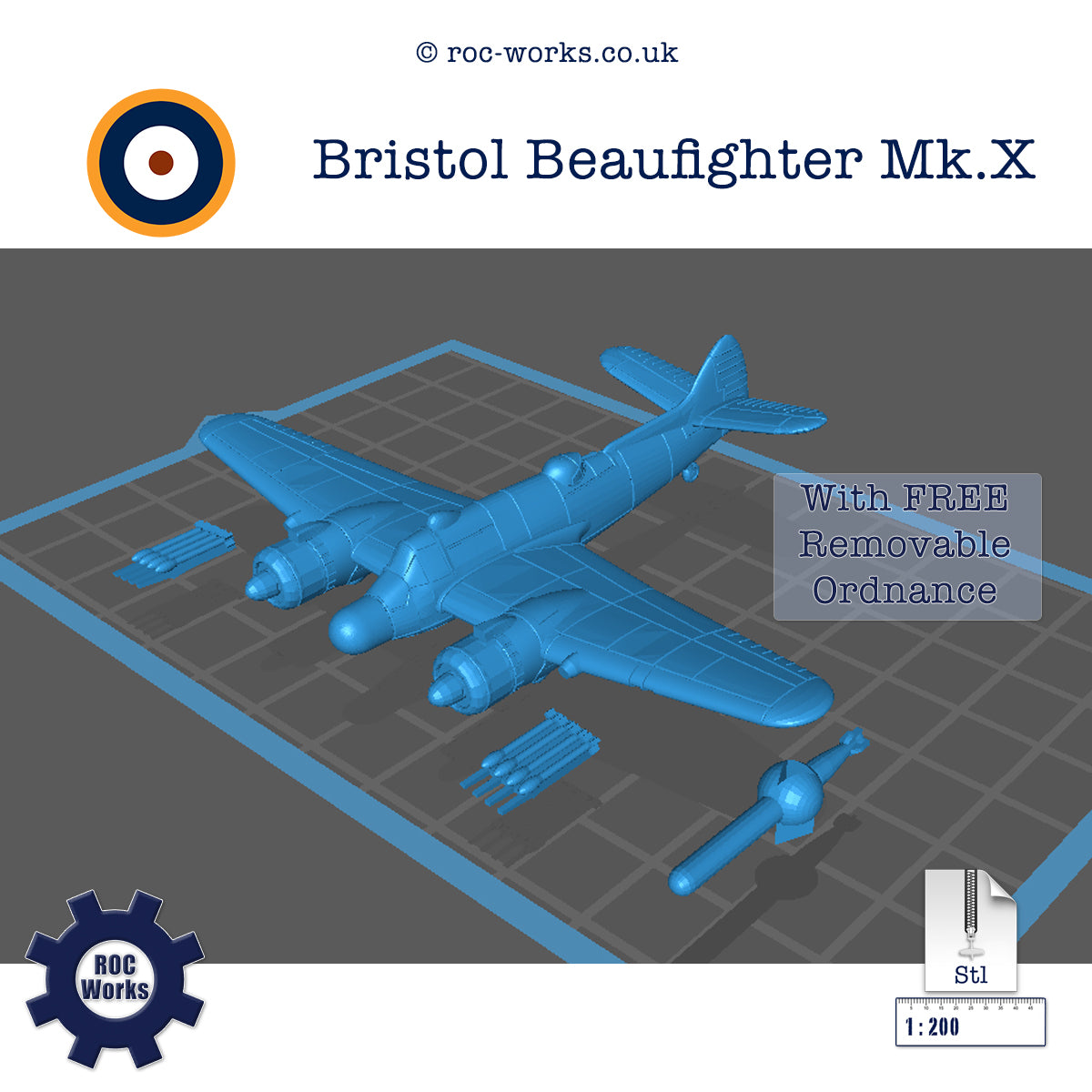 Bristol Beaufighter Mk.X (STL file) – RocWorks