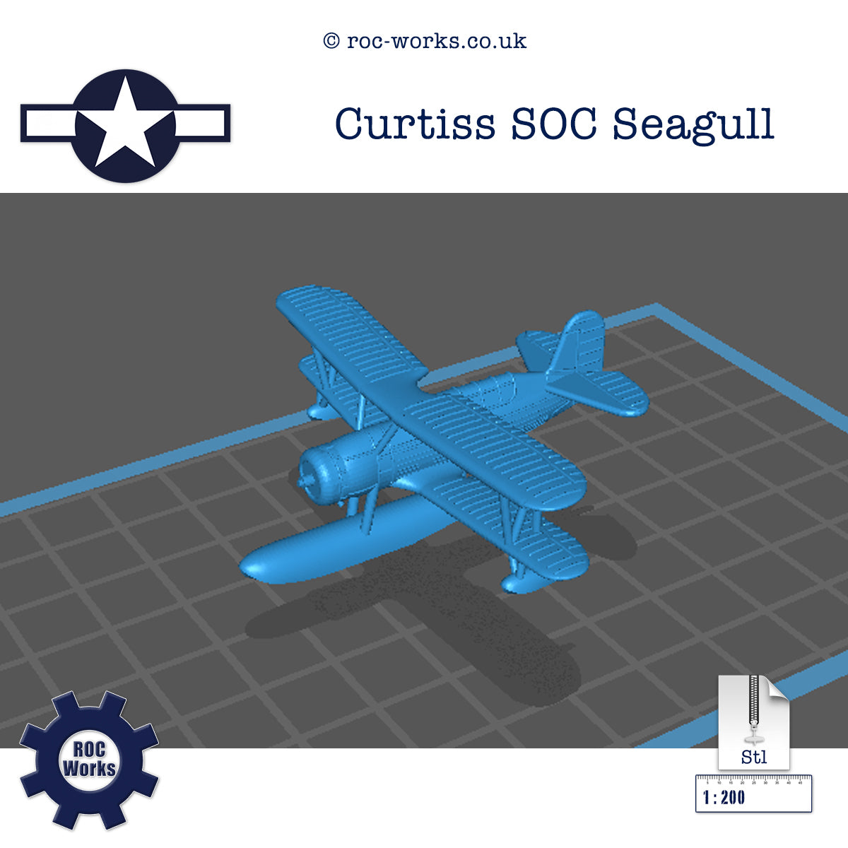 Curtiss SOC Seagull (STL file) – RocWorks