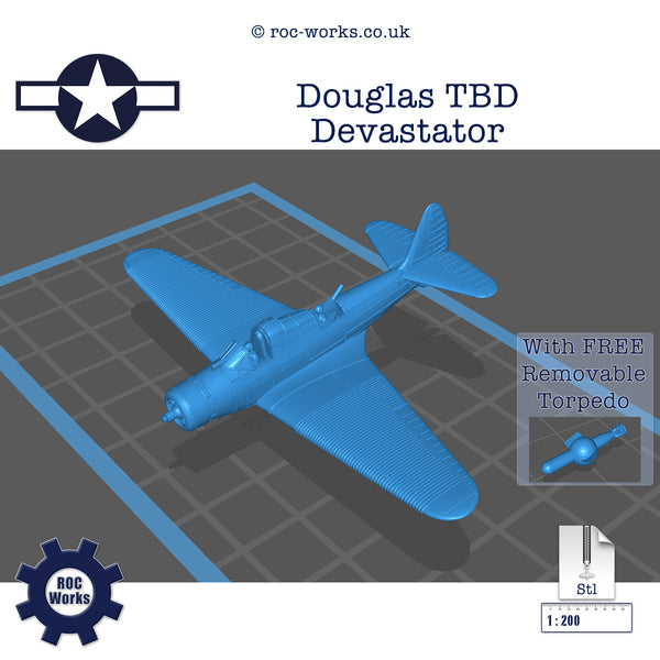 Douglas TBD Devastator Torpedo Bomber (STL file)