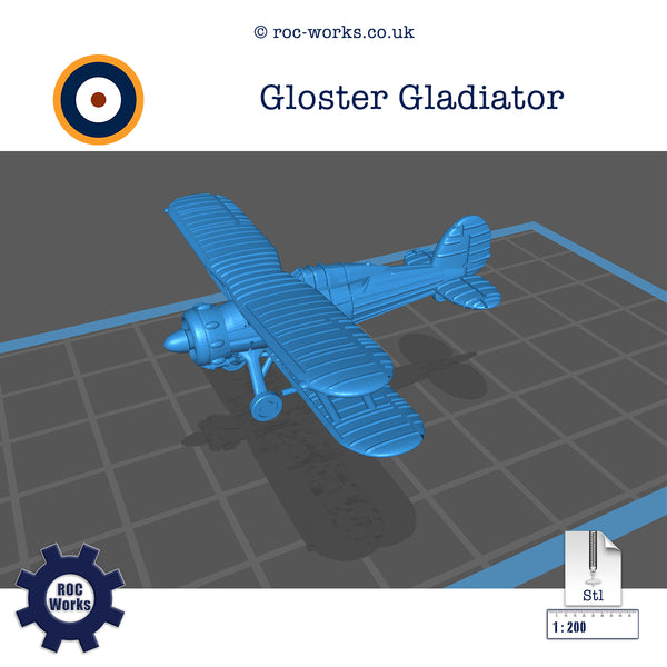Gloster Gladiator (Closed and/or Open Cockpit) (STL file)